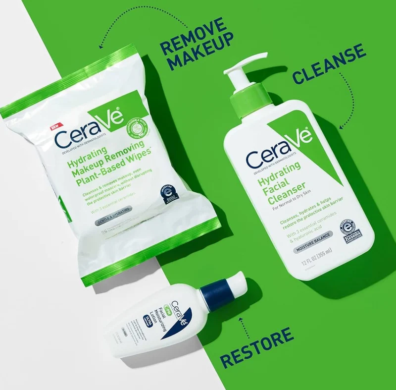 CeraVe Makeup Remover Wipes, Plant Based Biodegradable Waterless Face Wash, Travel Essentials Non-comedogenic -1 PK