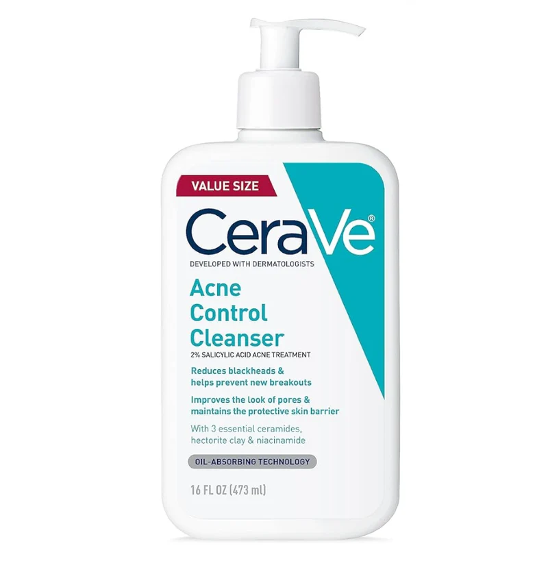 CeraVe Acne Control Cleanser, 2% Salicylic Acid Treatment Formulated w/ Niacinamide + Ceramides + Oil Absorbing Clay Fragrance Free (16 Oz)