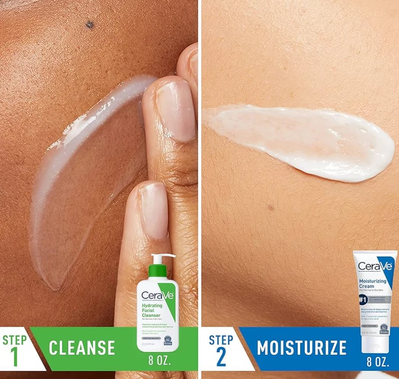 CeraVe Hydrating Skin Care Set - (8oz)Moisturizing Cream & (8oz)Hydrating Facial Cleanser, Ceramides + Hyaluronic Acid Moisturizer