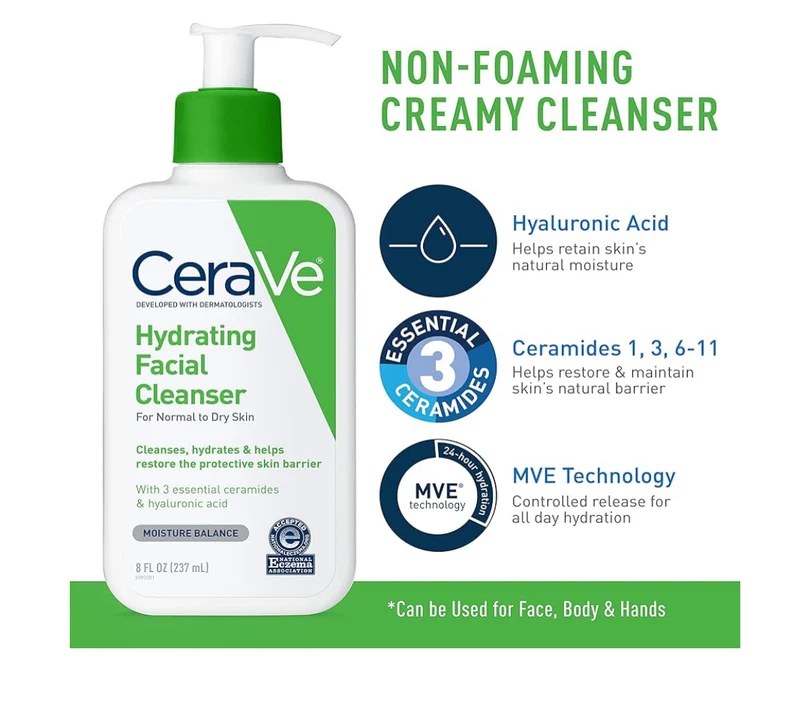 CeraVe Hydrating Skin Care Set - (8oz)Moisturizing Cream & (8oz)Hydrating Facial Cleanser, Ceramides + Hyaluronic Acid Moisturizer