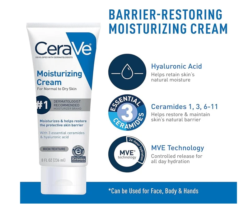 CeraVe Hydrating Skin Care Set - (8oz)Moisturizing Cream & (8oz)Hydrating Facial Cleanser, Ceramides + Hyaluronic Acid Moisturizer