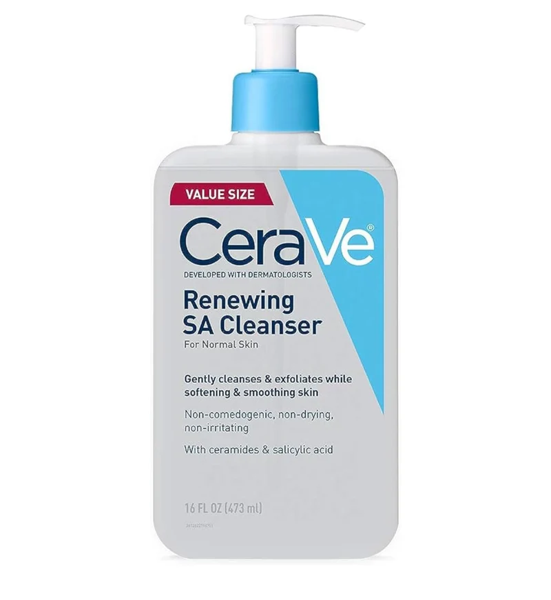 CeraVe Renewing Salicylic Acid Cleanser, Formulated w/ Hyaluronic Acid, Niacinamide, & Ceramides Non Comedogenic & Fragrance Free (16 Oz)