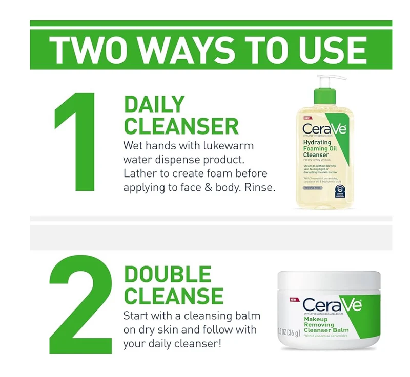 CeraVe Hydrating Foaming Oil Cleanser, Moisturizing Cleanser for Face & Body, Squalane Oil + Hyaluronic Acid For Dry to Very Dry Skin (8 FL Oz)