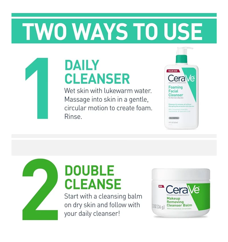 CeraVe Foaming Facial Cleanser, Daily Face Wash for Oily Skin, Hyaluronic Acid + Ceramides + Niacinamide, Fragrance Free & Paraben Free (19 oz)