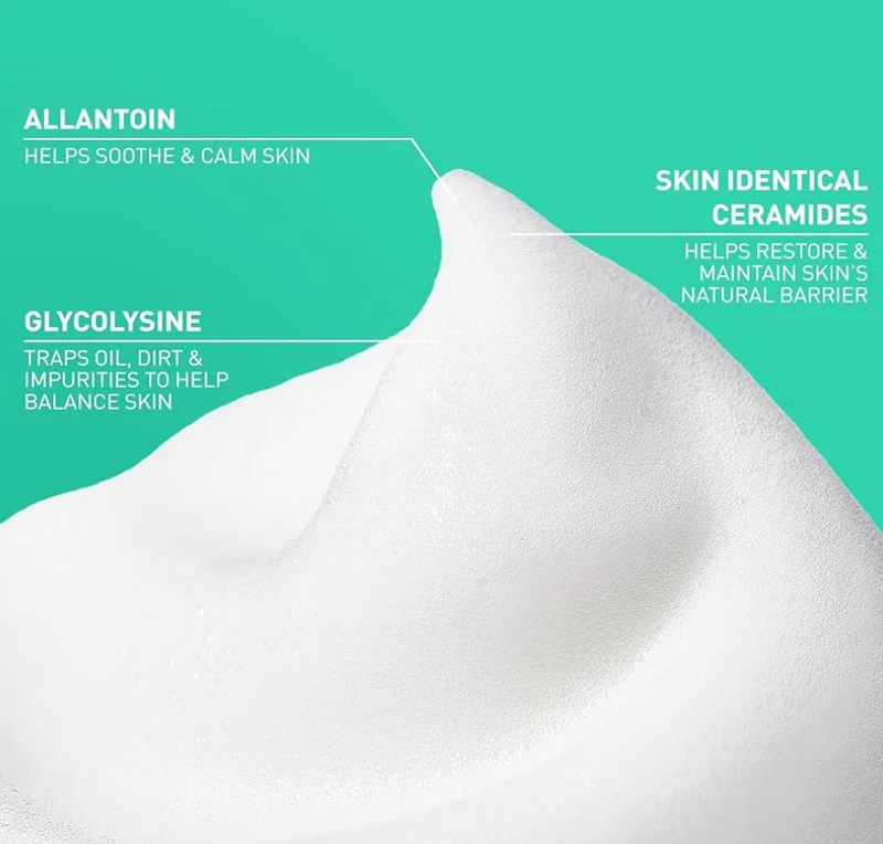 CeraVe Balancing Air Foam Face Wash For Combination Skin, 8HR Oil Control + 24HR Hydration w/ Glycolysine & 3 Essential Ceramides (8oz)