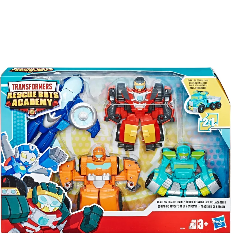 Playskool Heroes Transformers Rescue Bots Academy Rescue Team Pack, 4 Collectible 4.5" Converting Action Figures, Toys for Kids Ages 3 & Up