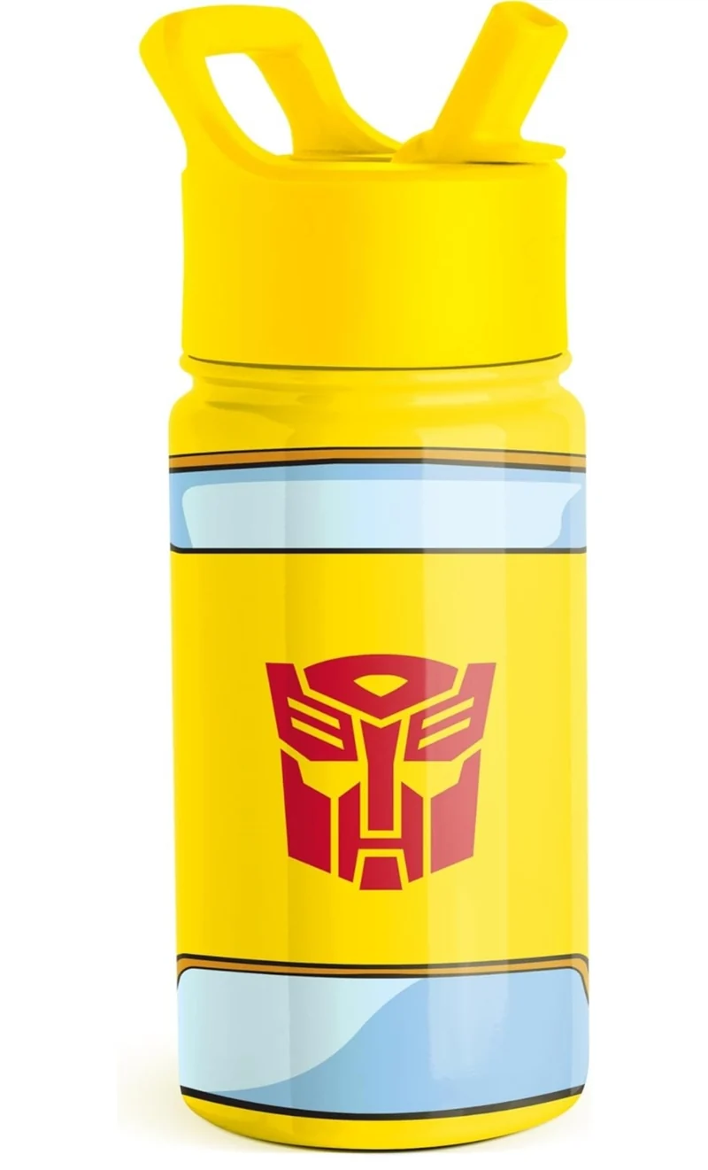 Simple Modern Kids Summit Water Bottle with Straw Lid | Transformers 14oz Stainless Steel Cup Insualted Tumbler for Toddlers, Boys, School | Transformer Bumble Bee