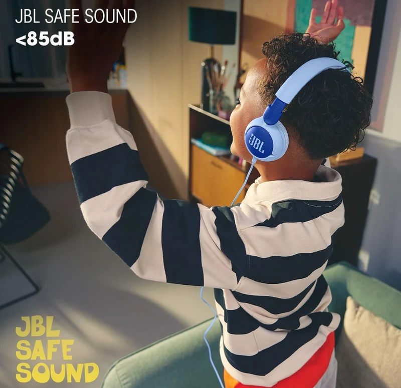 JBL Junior 320 - Wired on-Ear Kids Headphones Safe Sound (<85dB), Built-in mic, Fit for Kids and Customizable with Included Stickers (Purple)