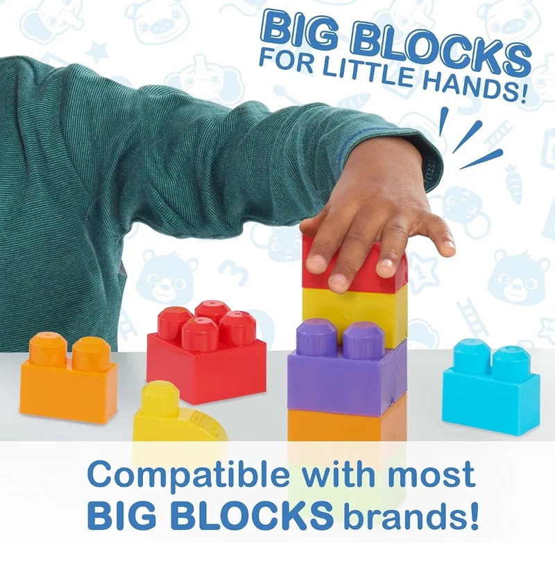 CoComelon Stacking Train, 40 Piece Large Building Block Set, 2 Figures, Colors, Numbers, Officially Licensed Kids Toys for Ages 18 Month by Just Play