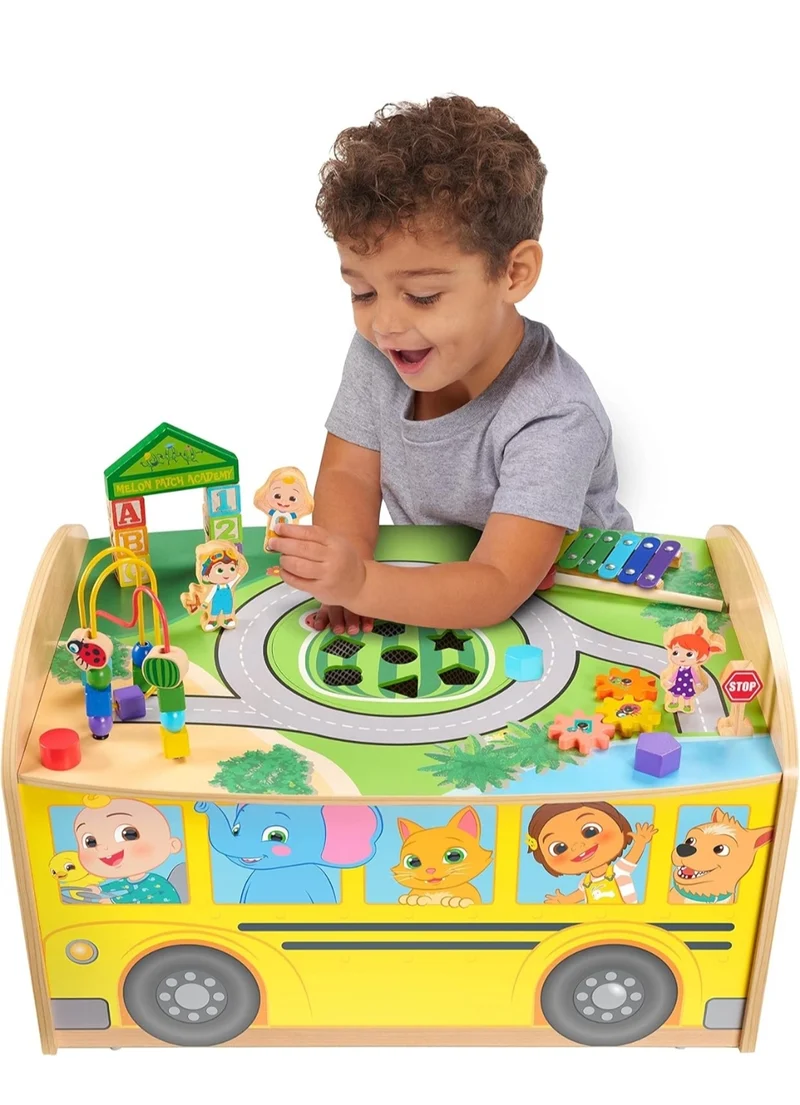 Just Play CoComelon Wheels on The Bus Wooden Activity Table, Recycled Wood, Kids Toys for Ages 18 Month