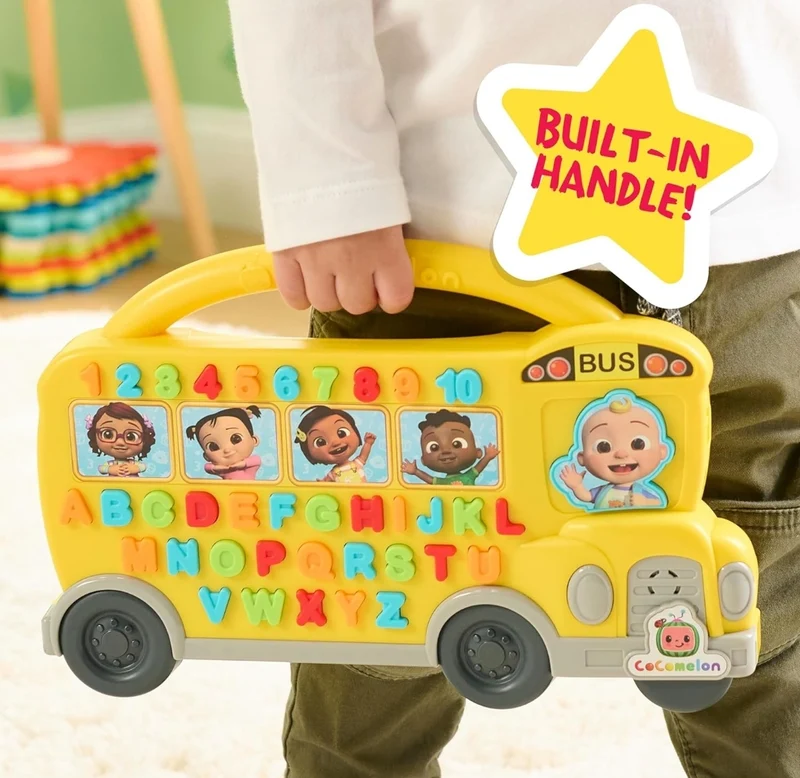 Just Play Cocomelon Learning Bus, Over 85 Learning Phrases, Counting, Alphabet, Music, Sounds, Yellow, Kids Toys for Ages 18 Month