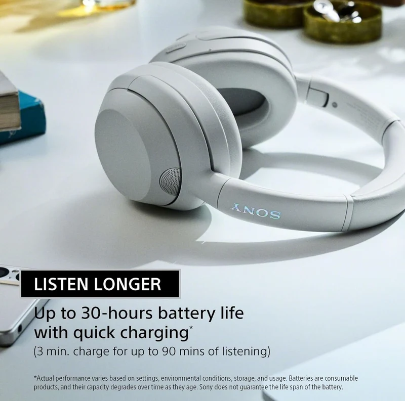 Sony ULT WEAR Over-Ear Noise Cancelling Bluetooth Headphones with Alexa Built-in, Comfortable Design, 30-Hour Battery (Off White)