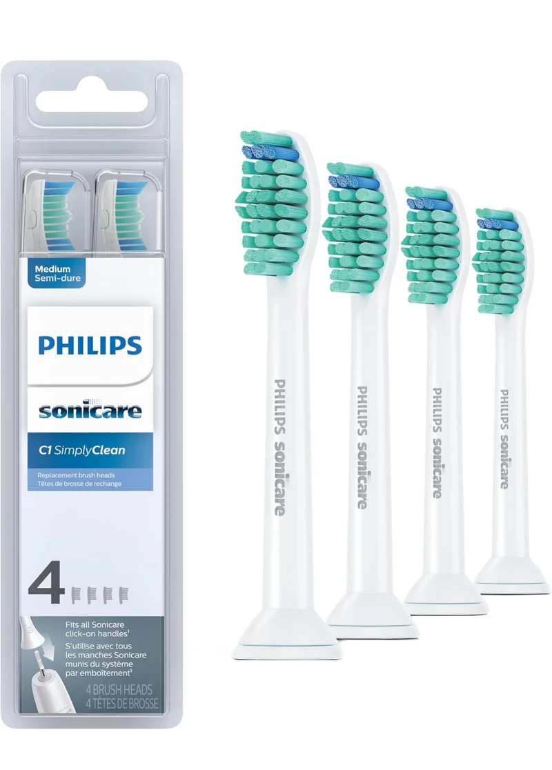 Philips Sonicare SimplyClean (C1) Replacement Toothbrush Heads (4 Pack) HX6014/65