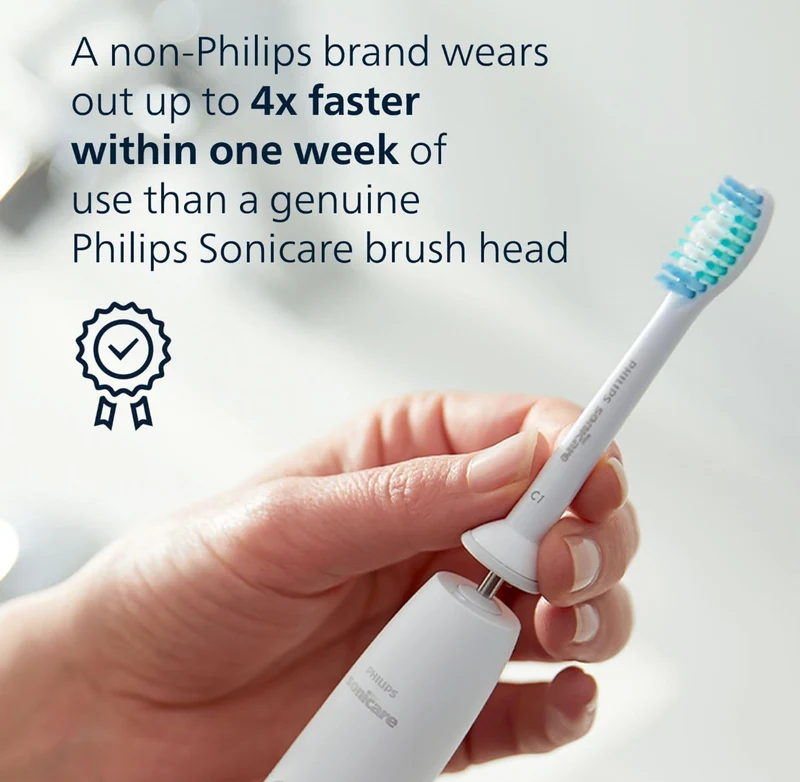 Philips Sonicare Genuine Simply Clean Replacement Toothbrush Heads, 2 Brush Heads, White, HX6012/04