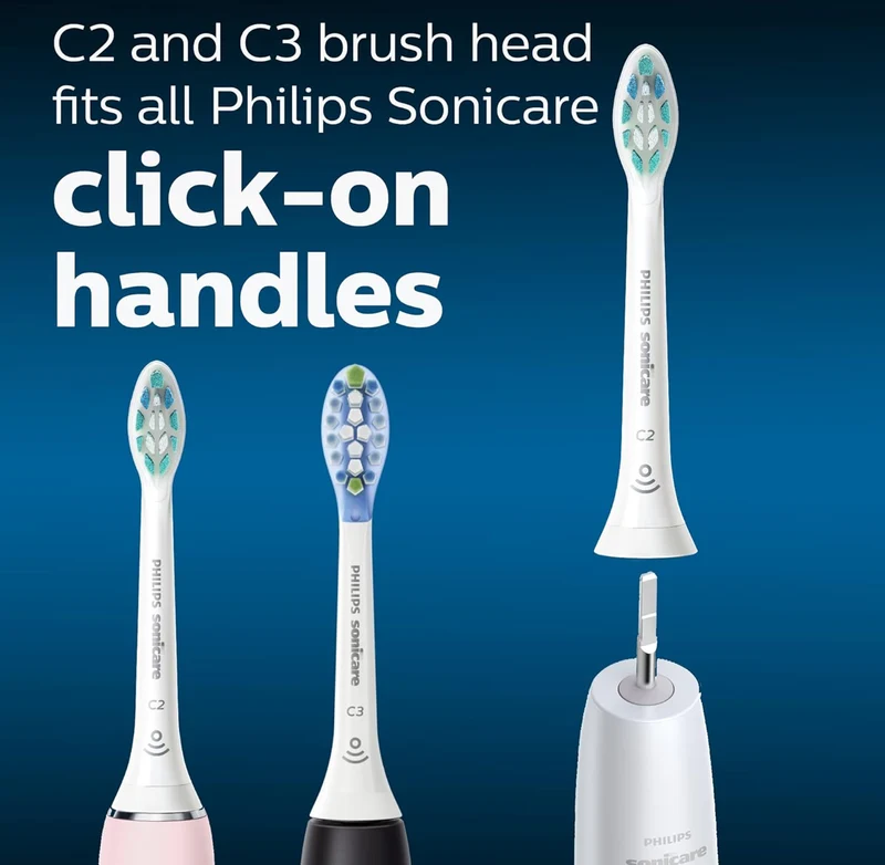 Philips Sonicare Genuine Toothbrush Head Variety Pack, C3 Premium Plaque Control and C2 Optimal Control, 3 Brush Heads, White, HX9023/69