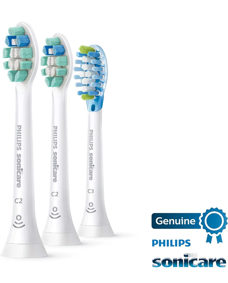 Philips Sonicare Genuine Toothbrush Head Variety Pack, C3 Premium Plaque Control and C2 Optimal Control, 3 Brush Heads, White, HX9023/69