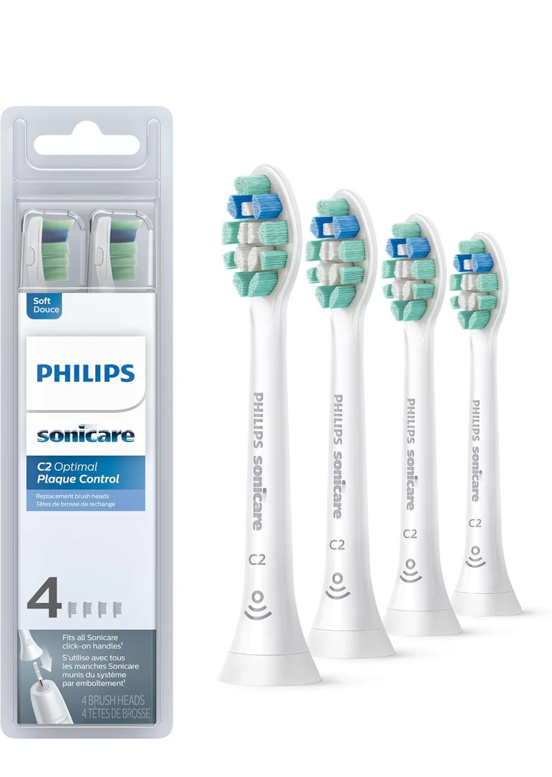 Philips Sonicare Optimal Plaque Control Replacement Toothbrush Heads, HX9024/65, BrushSync™ Technology, (White) 4PK