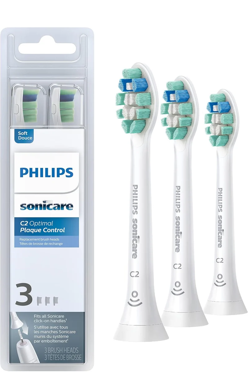 Philips Sonicare Genuine C2 Optimal Plaque Control Toothbrush Heads, 3 Brush Heads (White) HX9023/65