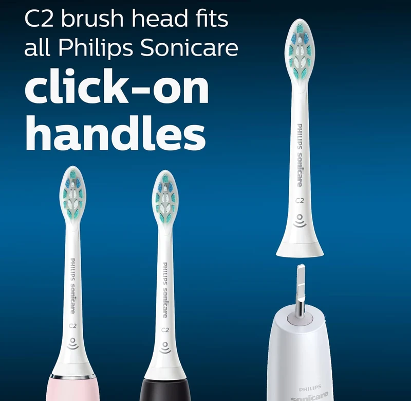 Philips Sonicare Genuine C2 Optimal Plaque Control Toothbrush Heads, 3 Brush Heads (White) HX9023/65