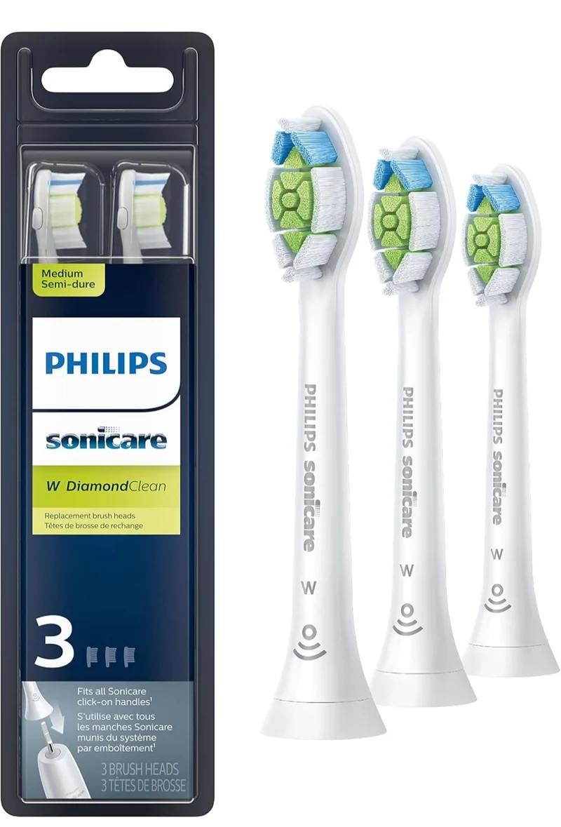 Philips Sonicare Genuine W DiamondClean Replacement Toothbrush Heads, 3 Brush Heads (White) HX6063/65