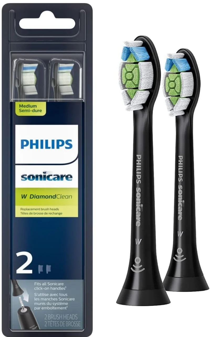 Philips Sonicare Genuine W DiamondClean Toothbrush Heads, 2 Brush Heads (Black) HX6062/95