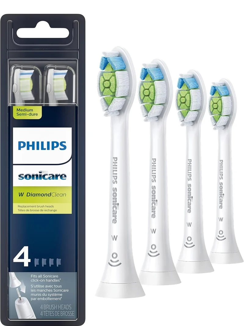 Philips Sonicare Genuine W DiamondClean Replacement Toothbrush Heads, 4 Brush Heads (White) HX6064/65