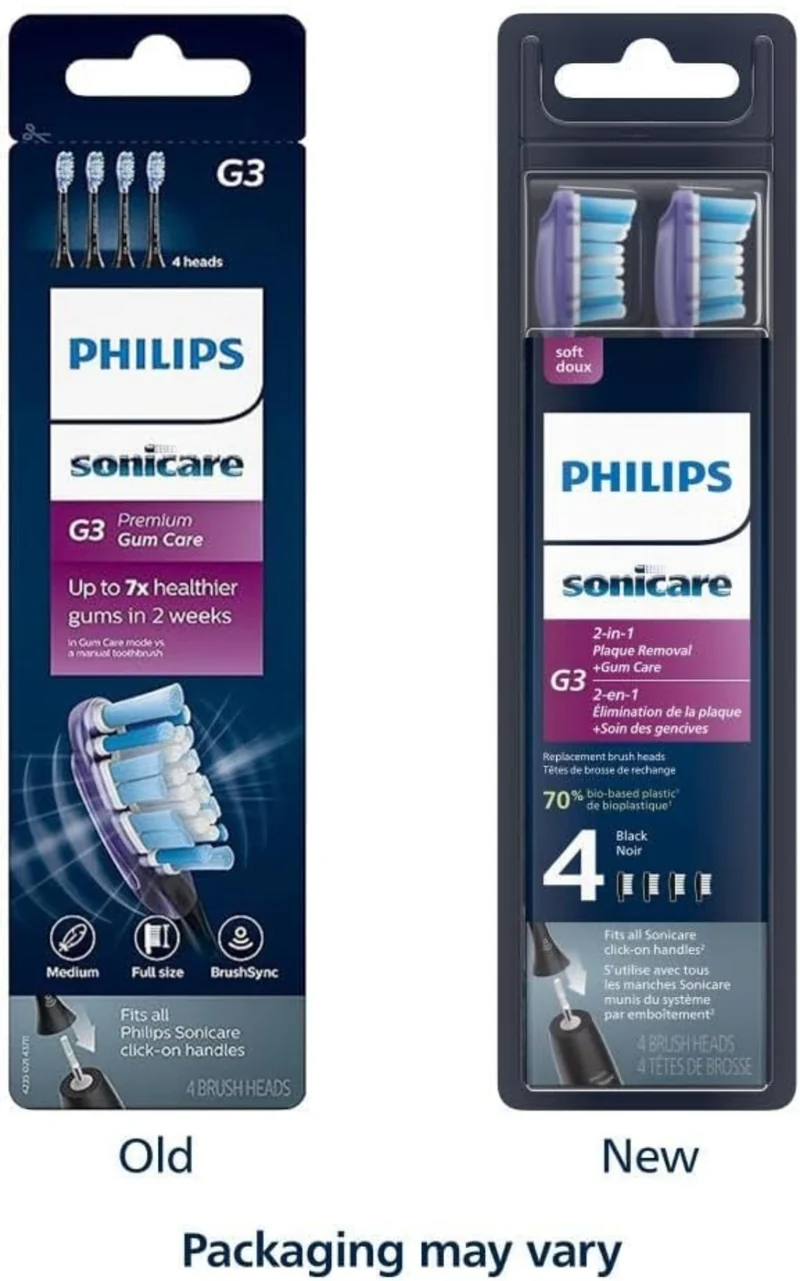 Philips Sonicare Genuine G3 Premium Gum Care Replacement Toothbrush Heads (Black) HX9054/95