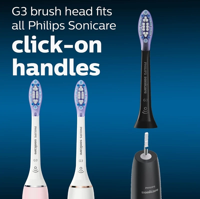 Philips Sonicare Genuine G3 Premium Gum Care Replacement Toothbrush Heads, 2 Brush Heads (Black) HX9052/95