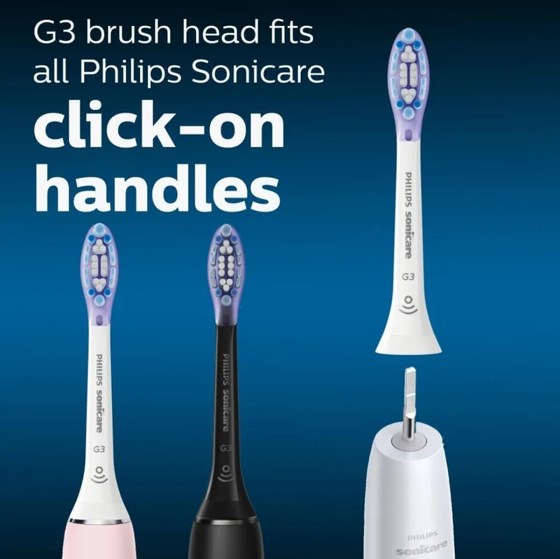 Philips Sonicare G3 2-in-1 Plaque Removal + Gum Care Brush Heads, Genuine Replacement Toothbrush Heads (White) 2 Pack, HX9052/65