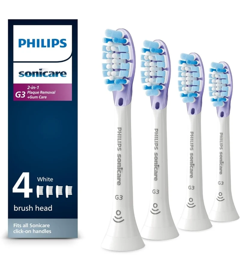 Philips Sonicare Genuine G3 Premium Gum Care Replacement Toothbrush Heads, 4 Brush Heads (White) HX9054/65