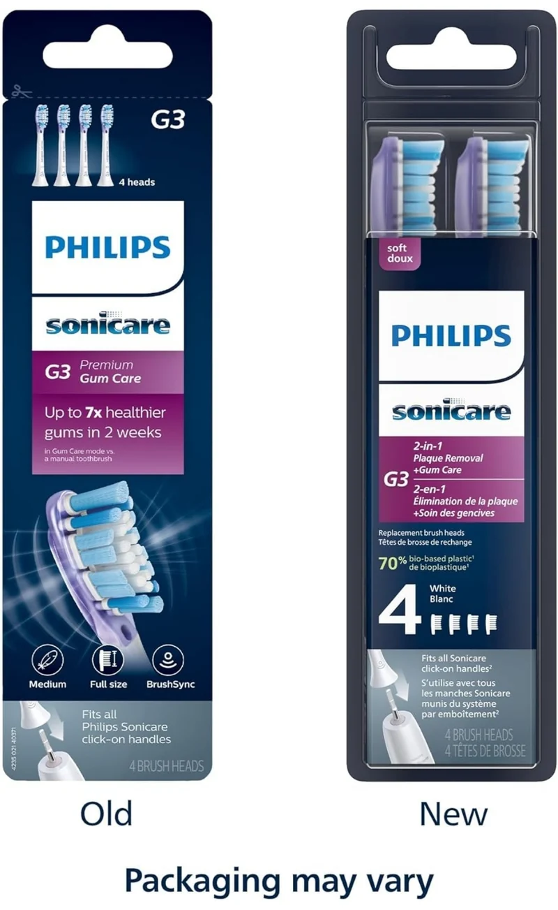 Philips Sonicare Genuine G3 Premium Gum Care Replacement Toothbrush Heads, 4 Brush Heads (White) HX9054/65