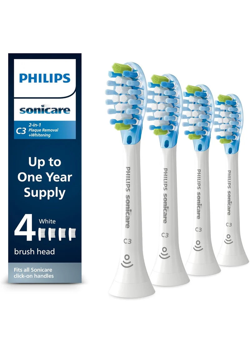 Philips Sonicare Genuine C3 Premium Plaque Control Toothbrush Heads, 4 Brush Heads (White) HX9044/65