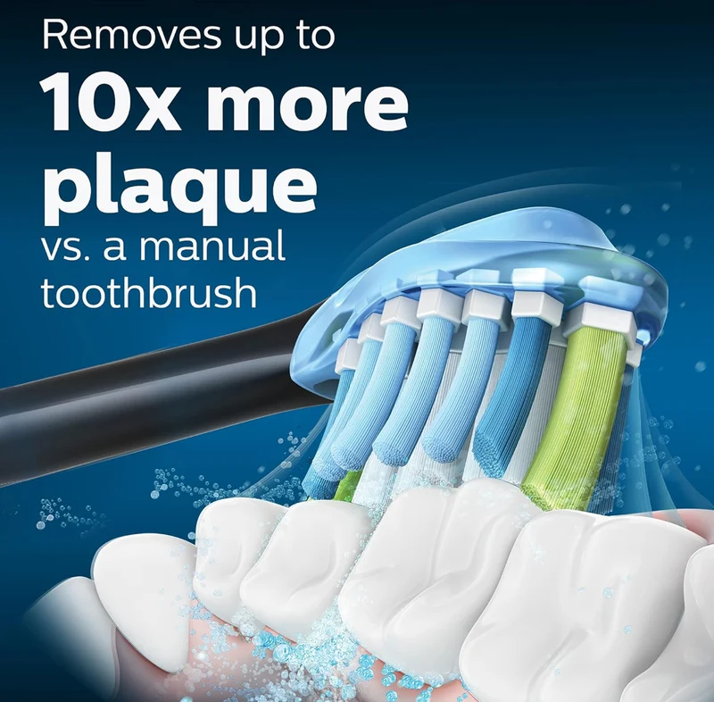 Philips Sonicare Genuine C3 Premium Plaque Control Replacement Toothbrush Heads, 2 Brush Heads (Black) HX9042/95