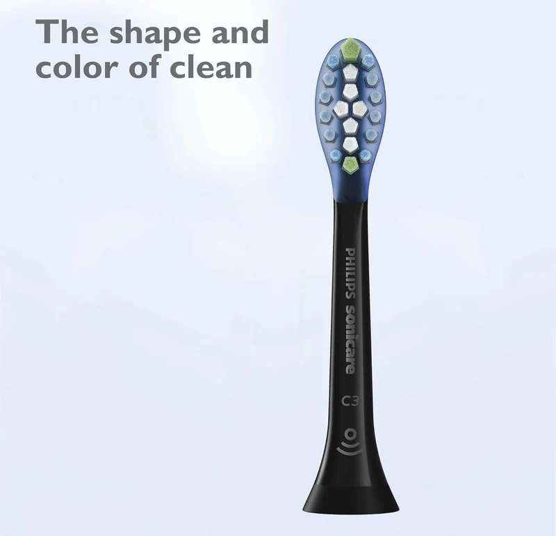 Philips Sonicare Genuine C3 Premium Plaque Control Replacement Toothbrush Heads, 2 Brush Heads (Black) HX9042/95