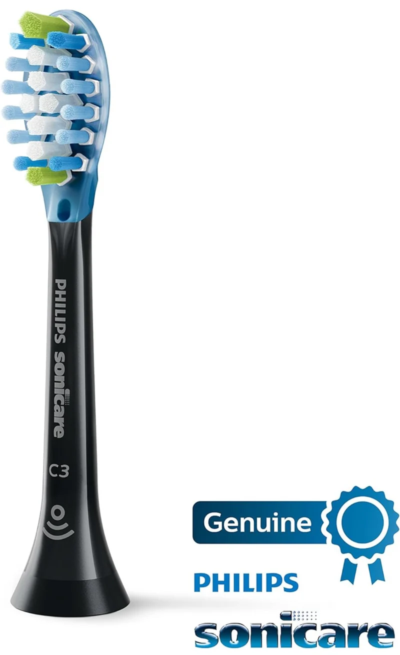 Philips Sonicare Genuine C3 Premium Plaque Control Replacement Toothbrush Heads, 2 Brush Heads (Black) HX9042/95