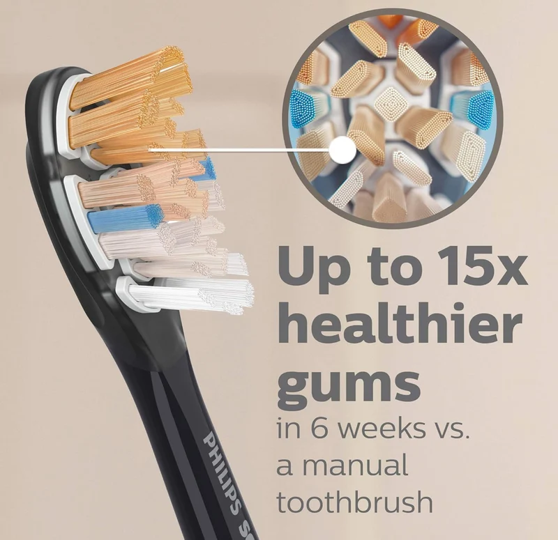 Philips Sonicare Genuine A3 Premium All-in-One Replacement Toothbrush Heads, 2 Brush Heads (Black) HX9092/95