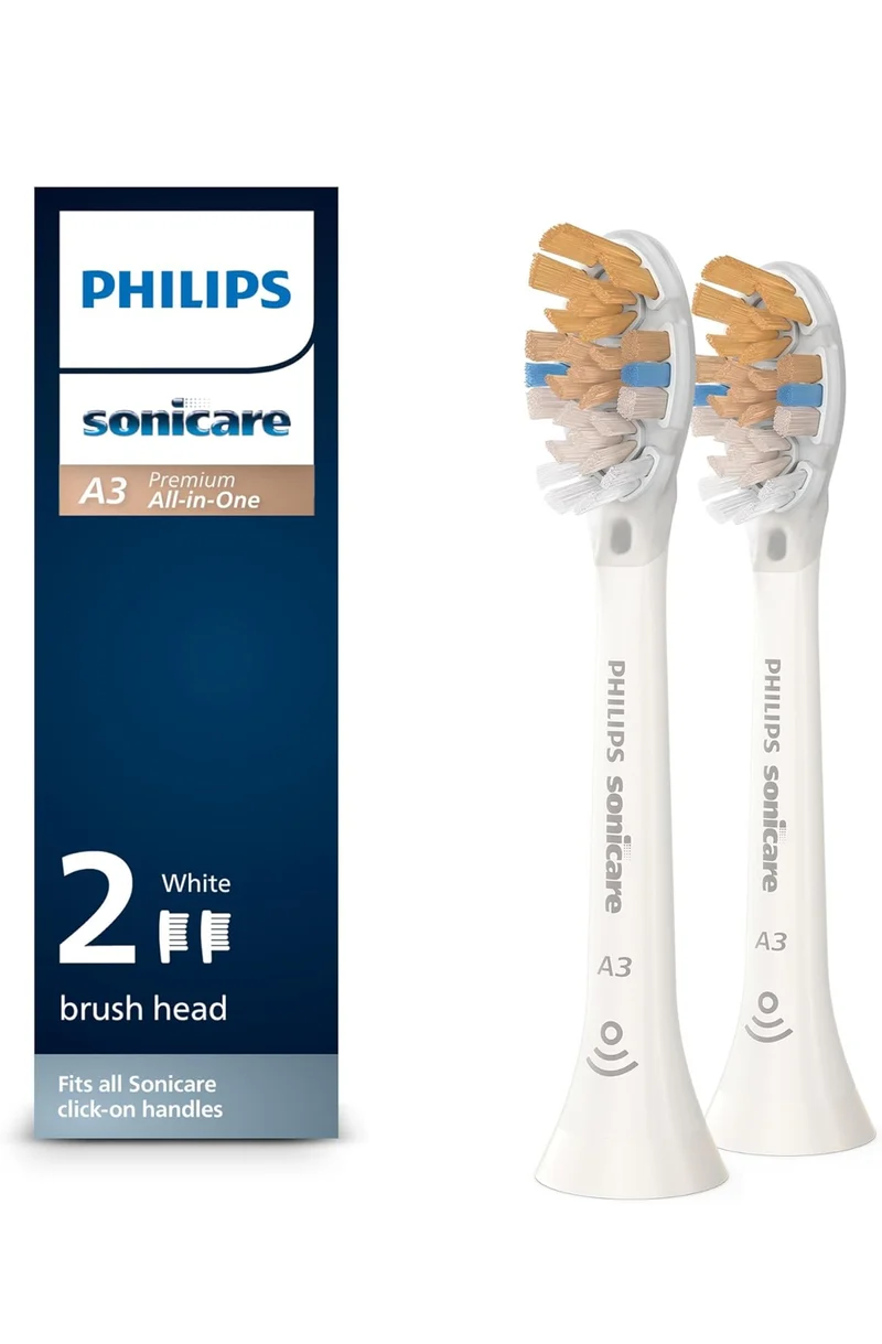 Philips Sonicare A3 Premium All-in-One, Genuine Replacement Toothbrush Heads, White (2 Pack) HX9092/65