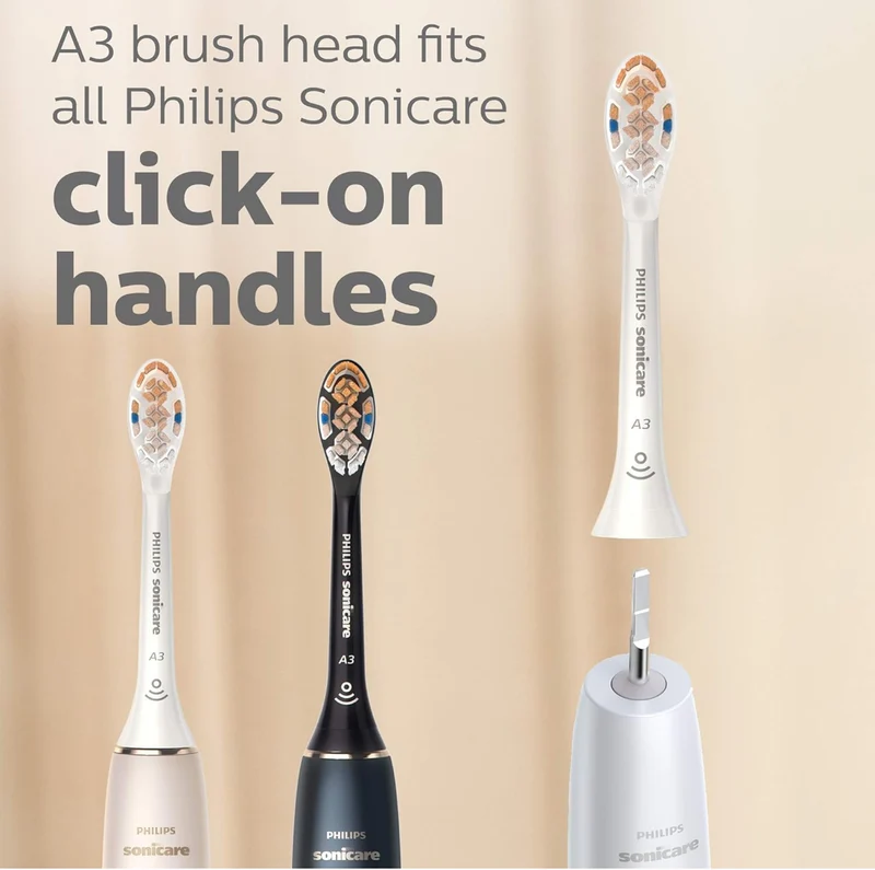 Philips Sonicare A3 Premium All-in-One, Genuine Replacement Toothbrush Heads, White (2 Pack) HX9092/65