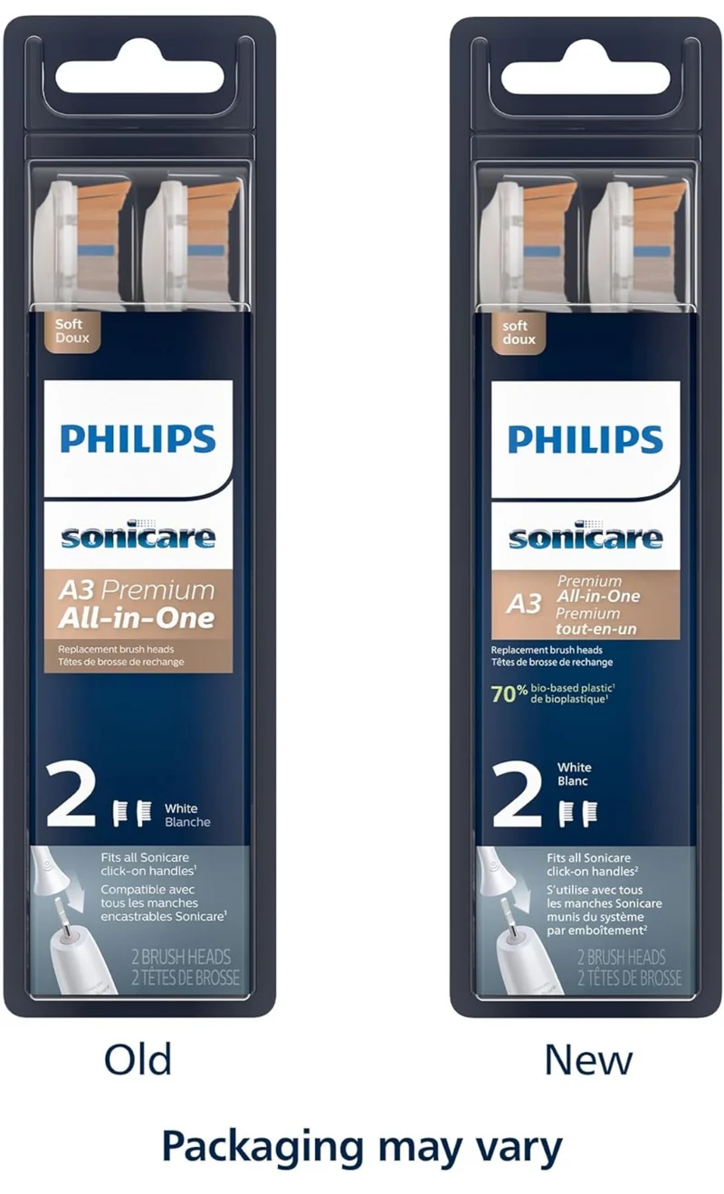 Philips Sonicare A3 Premium All-in-One, Genuine Replacement Toothbrush Heads, White (2 Pack) HX9092/65