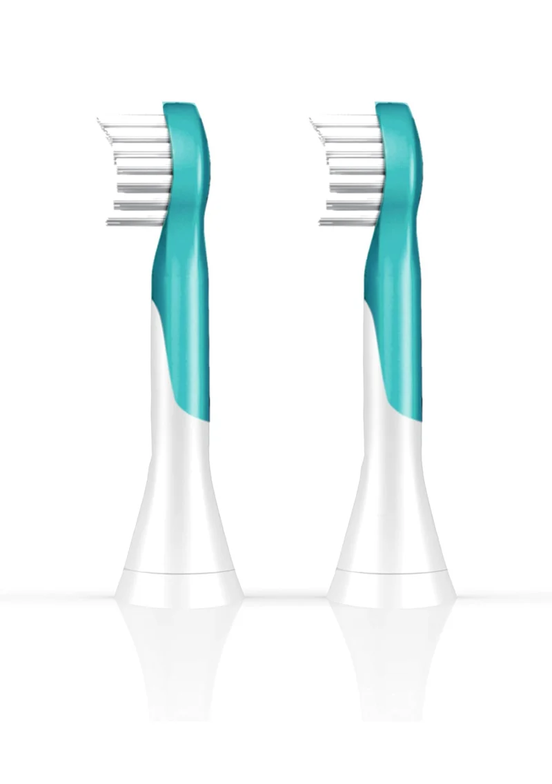 Philips Sonicare for Kids 3+ Genuine Replacement Toothbrush Heads, 2 Brush Heads, Turquoise and White, Compact, HX6032/94