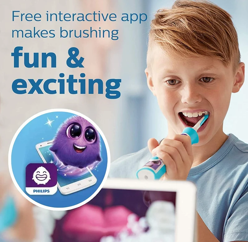 Philips Sonicare for Kids 3+ Bluetooth Connected Rechargeable Electric Power Toothbrush, Interactive for Better Brushing, Pink, HX6351/41
