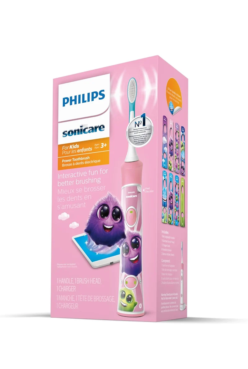 Philips Sonicare for Kids 3+ Bluetooth Connected Rechargeable Electric Power Toothbrush, Interactive for Better Brushing, Pink, HX6351/41
