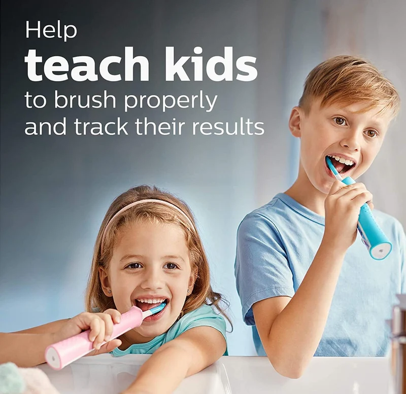 Philips Sonicare for Kids 3+ Bluetooth Connected Rechargeable Electric Power Toothbrush, Interactive for Better Brushing, Turquoise, HX6321/02