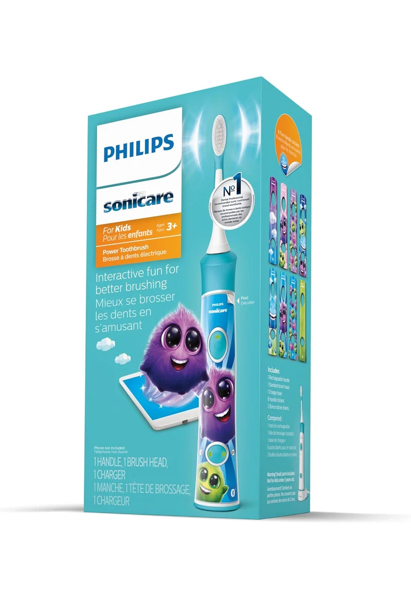 Philips Sonicare for Kids 3+ Bluetooth Connected Rechargeable Electric Power Toothbrush, Interactive for Better Brushing, Turquoise, HX6321/02