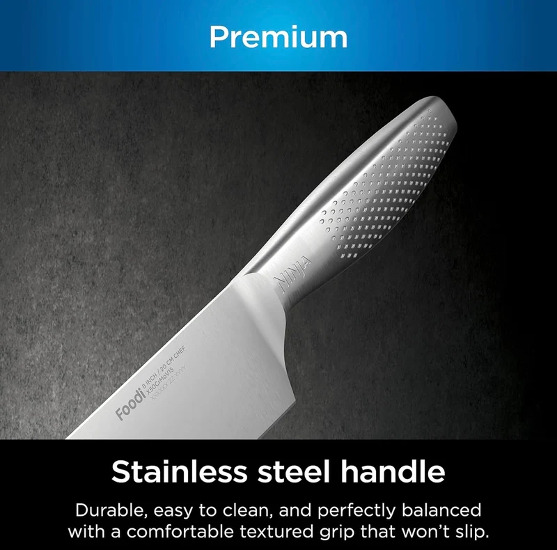 Ninja K62012 Foodi NeverDull Premium 12-Piece German Stainless Steel Knife System with Built-in Sharpener, Stainless Steel/Black
