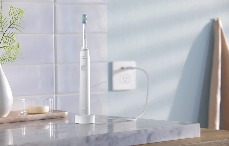 PHILIPS Sonicare 1100 Power Toothbrush, Rechargeable Electric Toothbrush (White Grey) HX3641/02