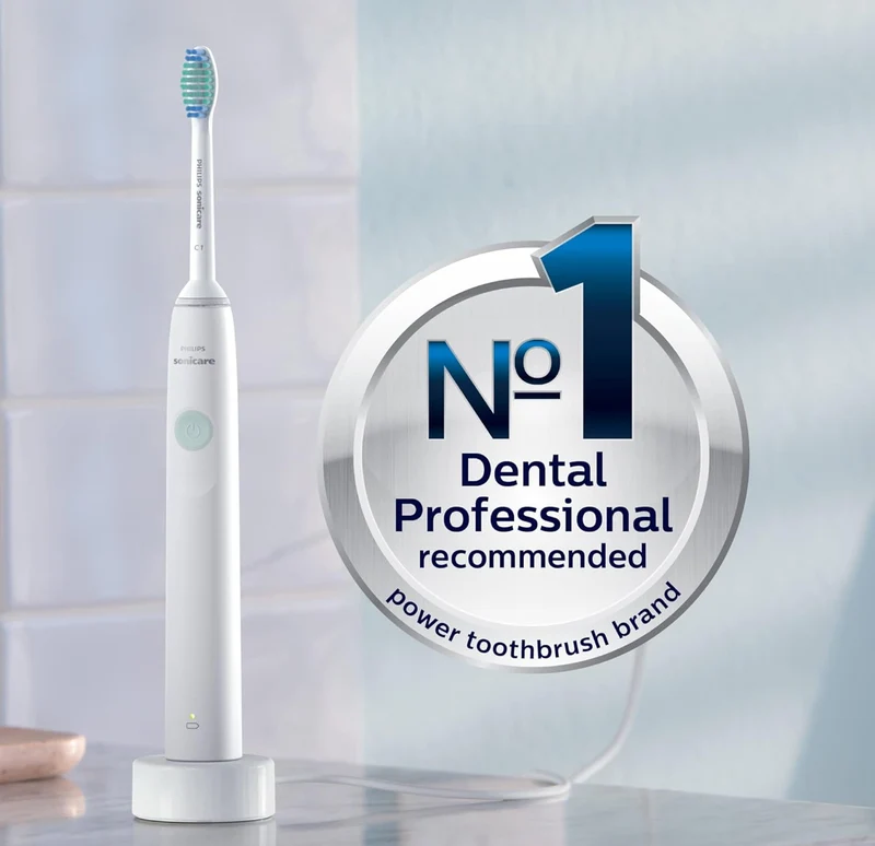 PHILIPS Sonicare 2100 Power Toothbrush, Rechargeable Electric Toothbrush - White Mint (HX3661/04)
