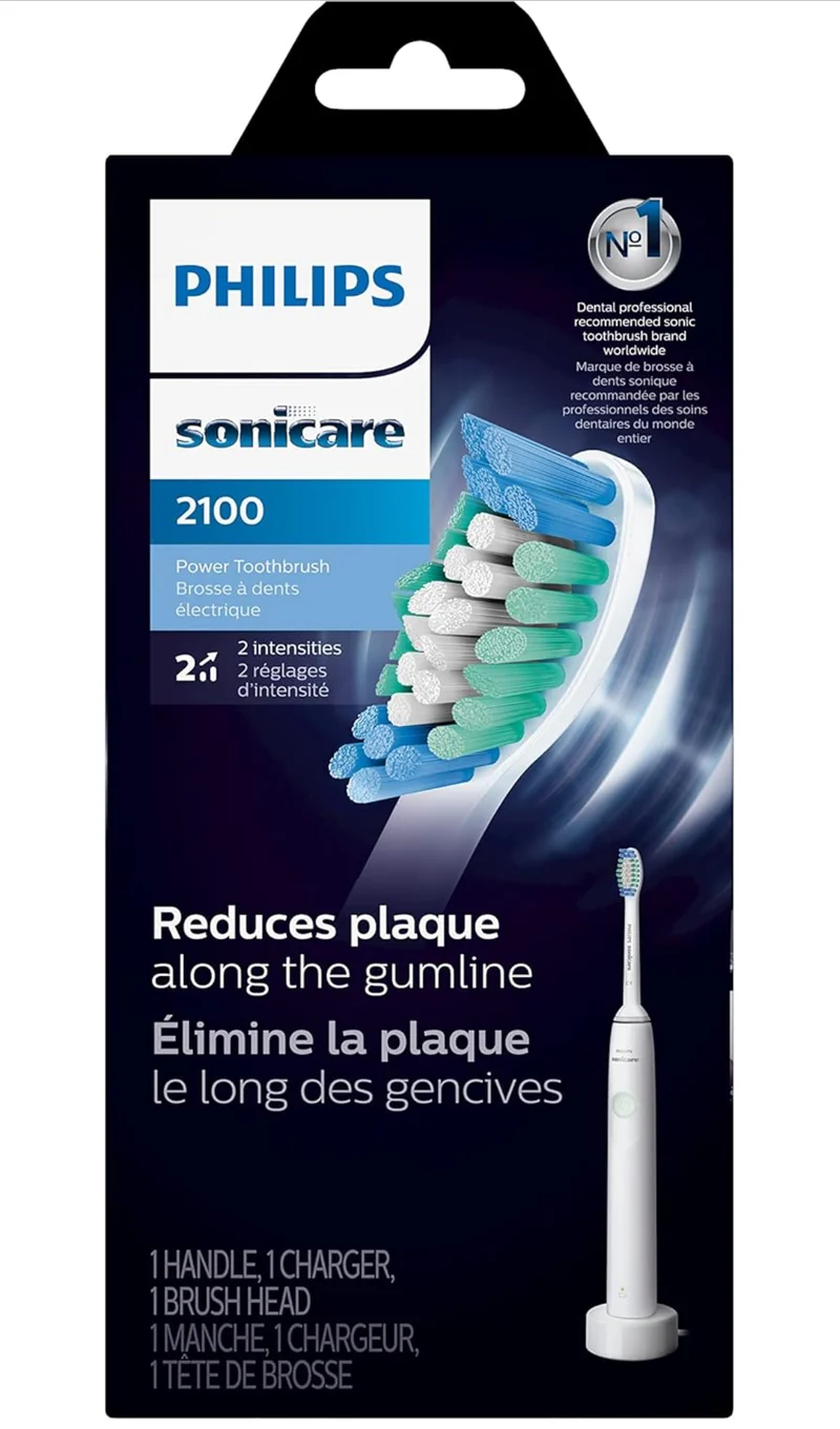 PHILIPS Sonicare 2100 Power Toothbrush, Rechargeable Electric Toothbrush - White Mint (HX3661/04)