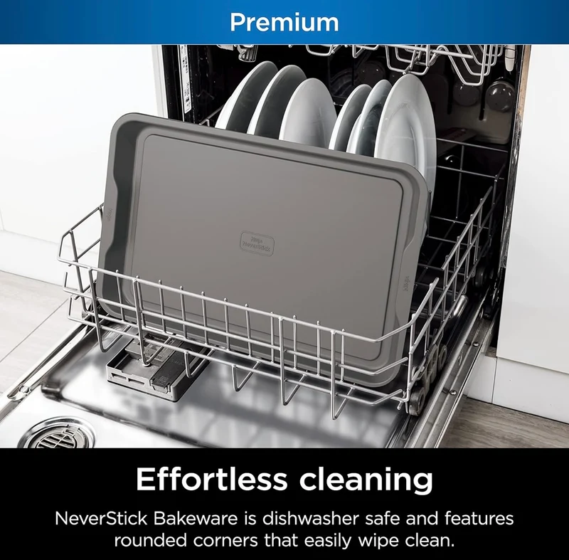 Ninja B33003 Foodi NeverStick Premium 3-Piece Baking Sheet Set, Nonstick, Oven Safe up to 500⁰F - Dishwasher Safe (Grey)