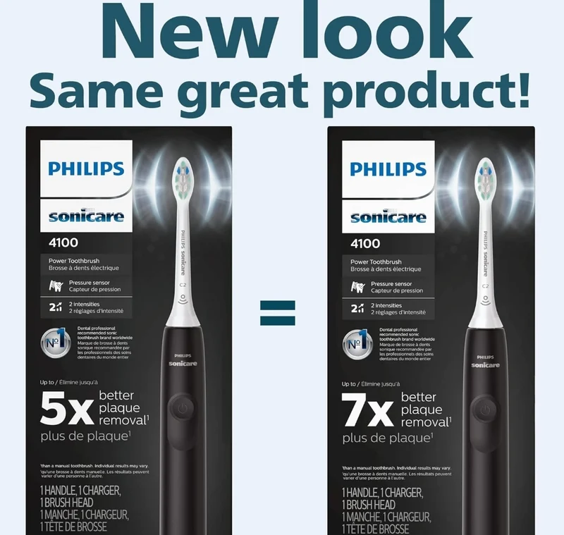 Philips Sonicare 4100 Rechargeable Electric Toothbrush, with Pressure Sensor, 2 Intensity Settings - Black Model HX3681/24